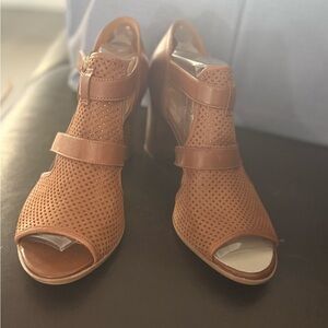 Naturalizer Brown Chunky Heel Peep-Toe Shoes